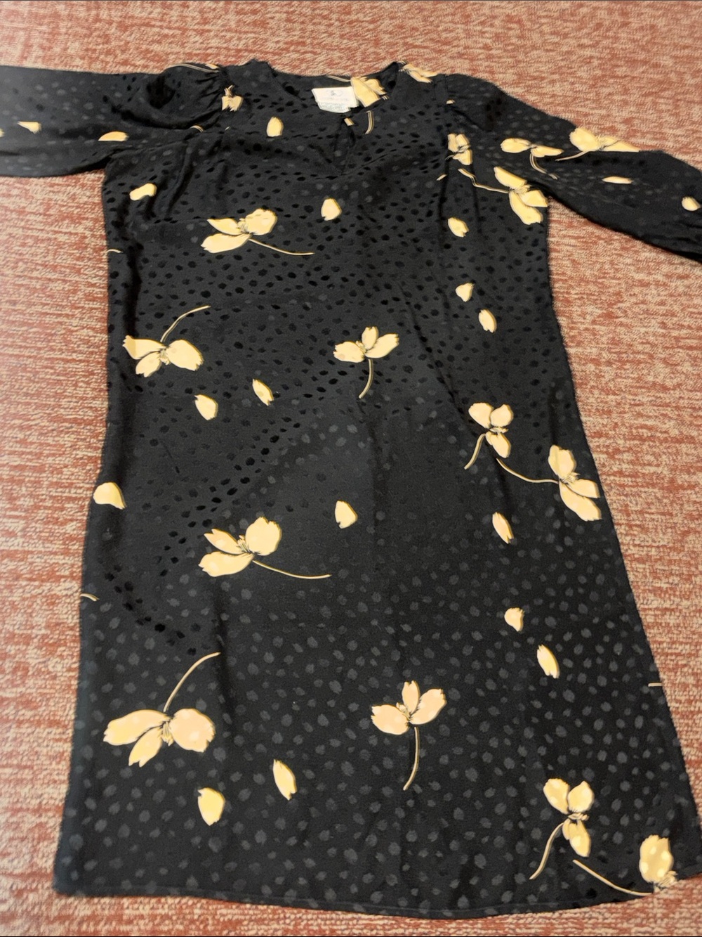 Vintage Flora Kung silk dress monochrome polka dot loose fit floral print dress - Picture 2 of 15